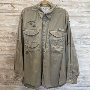 Vintage Columbia Mens L Shirt PFG Long Sleeve Fishing‎ Embroidered Trout Mammoth